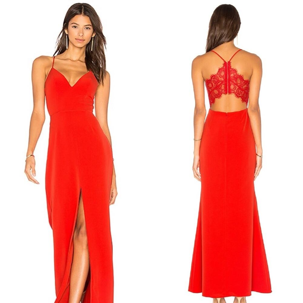 Lovers + Friends Red Helena Maxi Cocktail Dress Size 0
